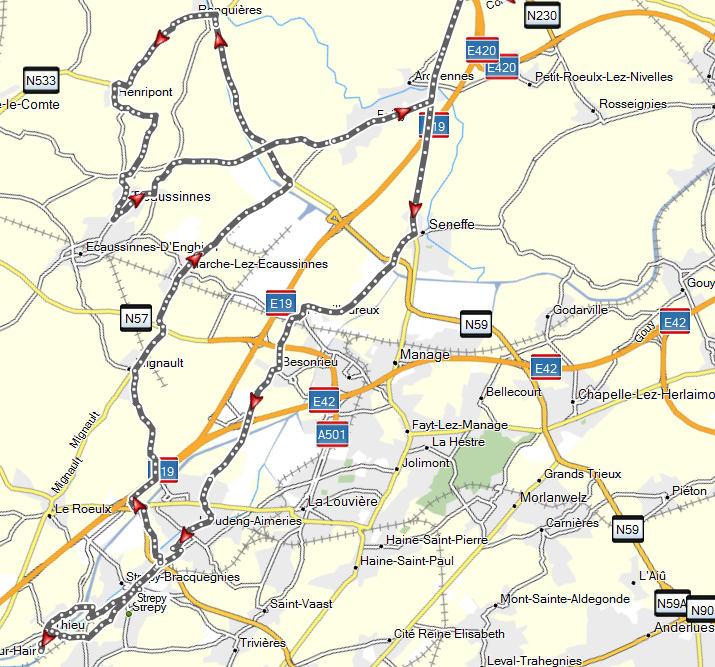 2014 september, rijden rond Strepy-Thieu en Ronquire